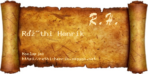 Réthi Henrik névjegykártya